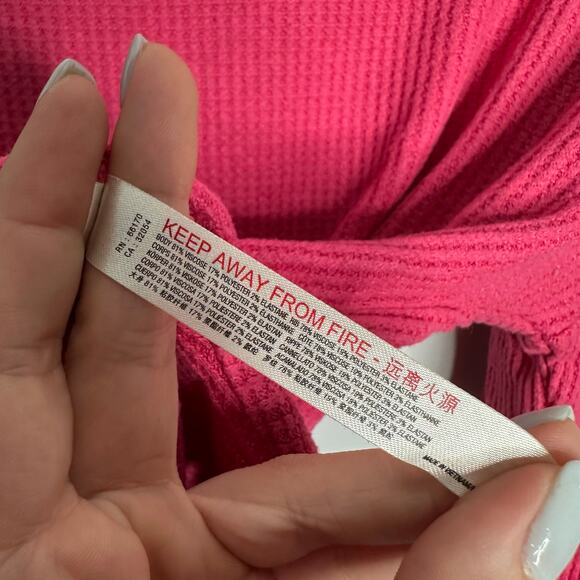 Anthropologie Saturday‎ Sunday Women’s Pink Waffle Long Sleeve and Short Set XS - Picture 9 of 9